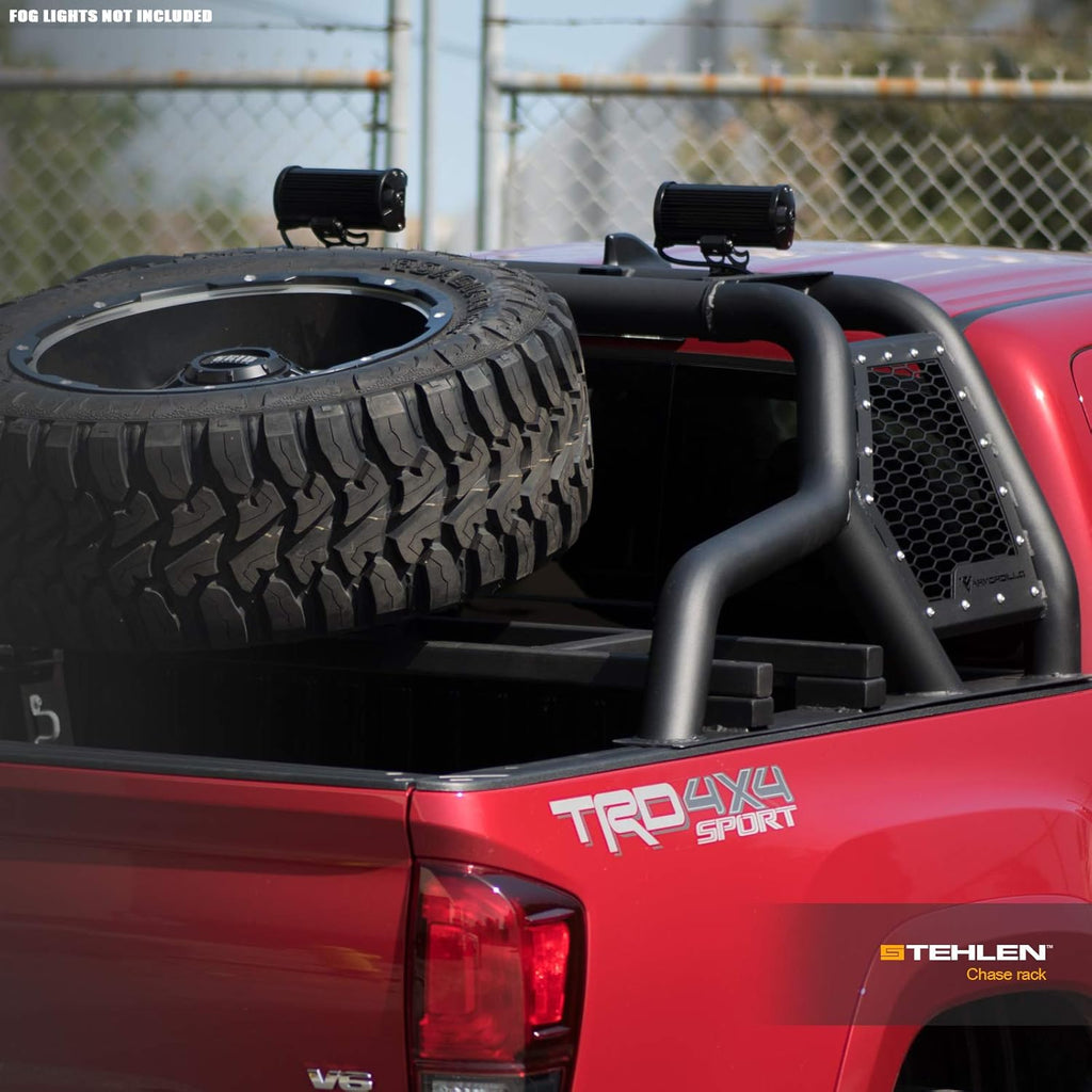 Matte Black Truck Bed Roll Bar with Tire Carrier M1055