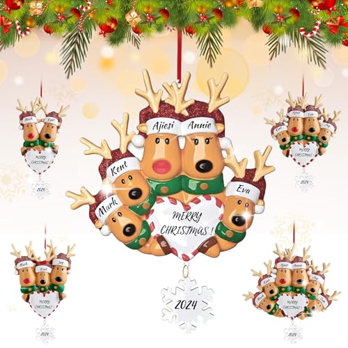 Reindeer Christmas Ornaments 3D Resin Family of 4 G523202