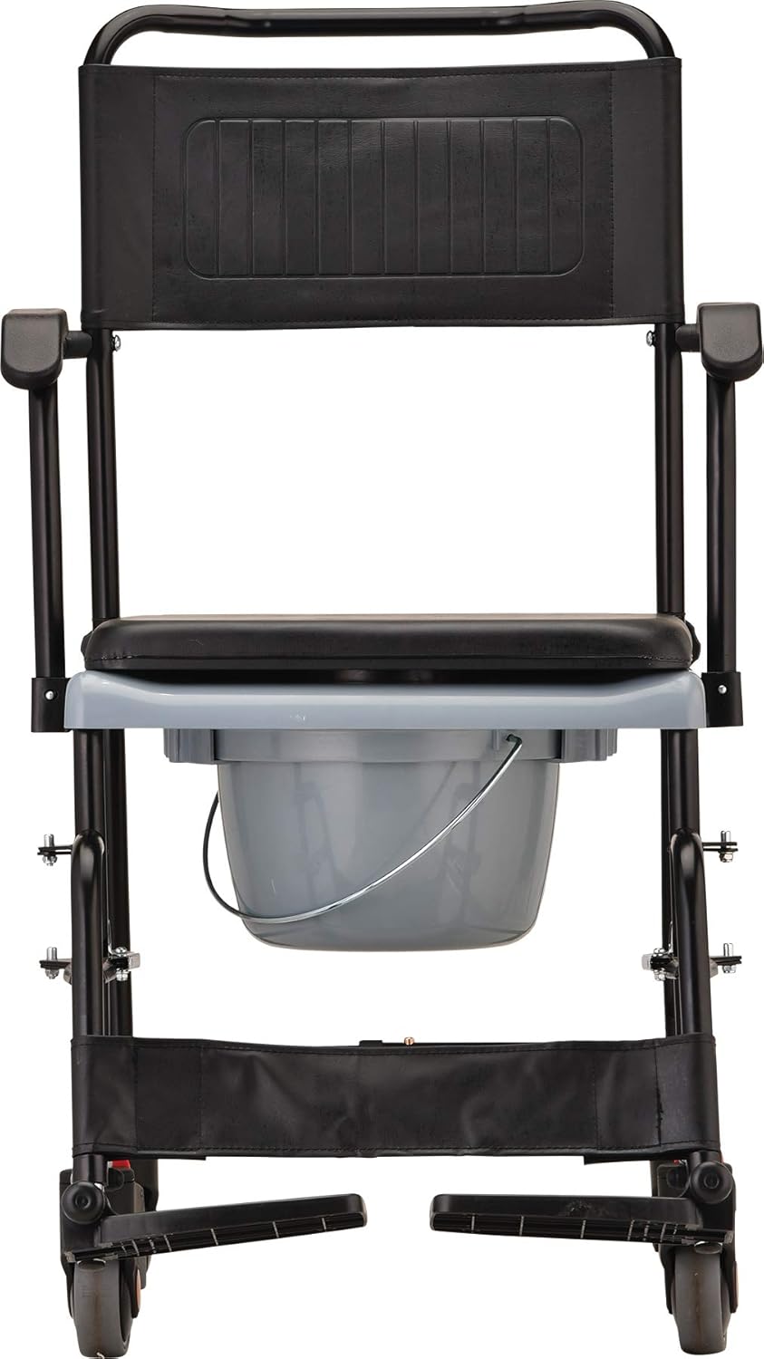 Hammertone Transport Chair Commode with Locking Wheels and Removable Padded Seat B598707