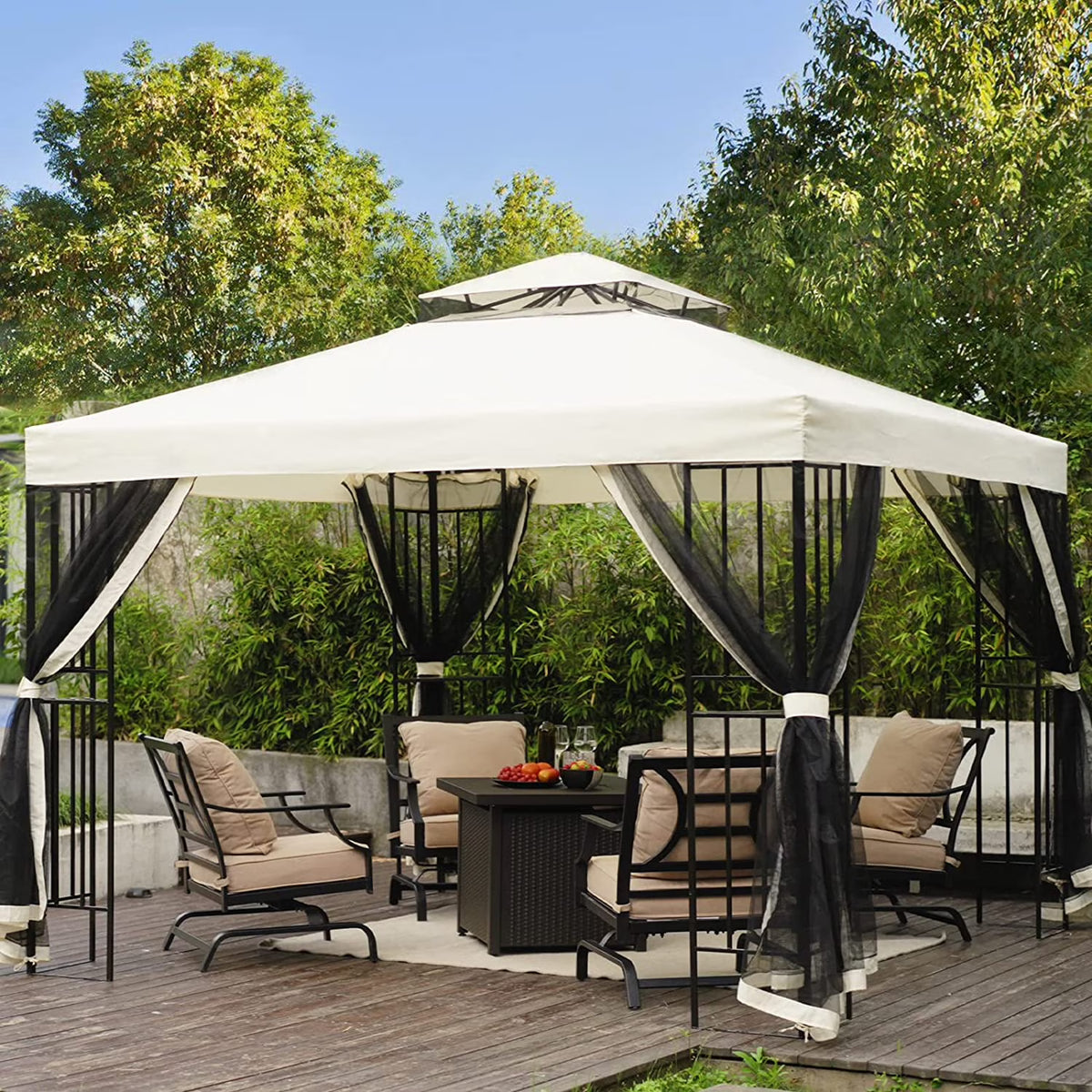 10 x 10 FT Outdoor Canopy Shelter with Mosquito Netting P31038