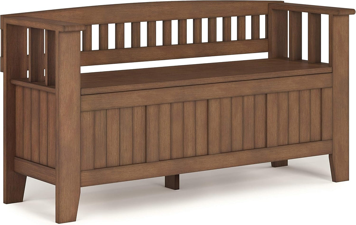 White Solid Wood 48 inch Storage Bench D351413