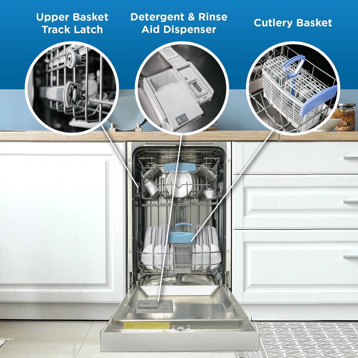 18 Wide Built-in Dishwasher in White J385216