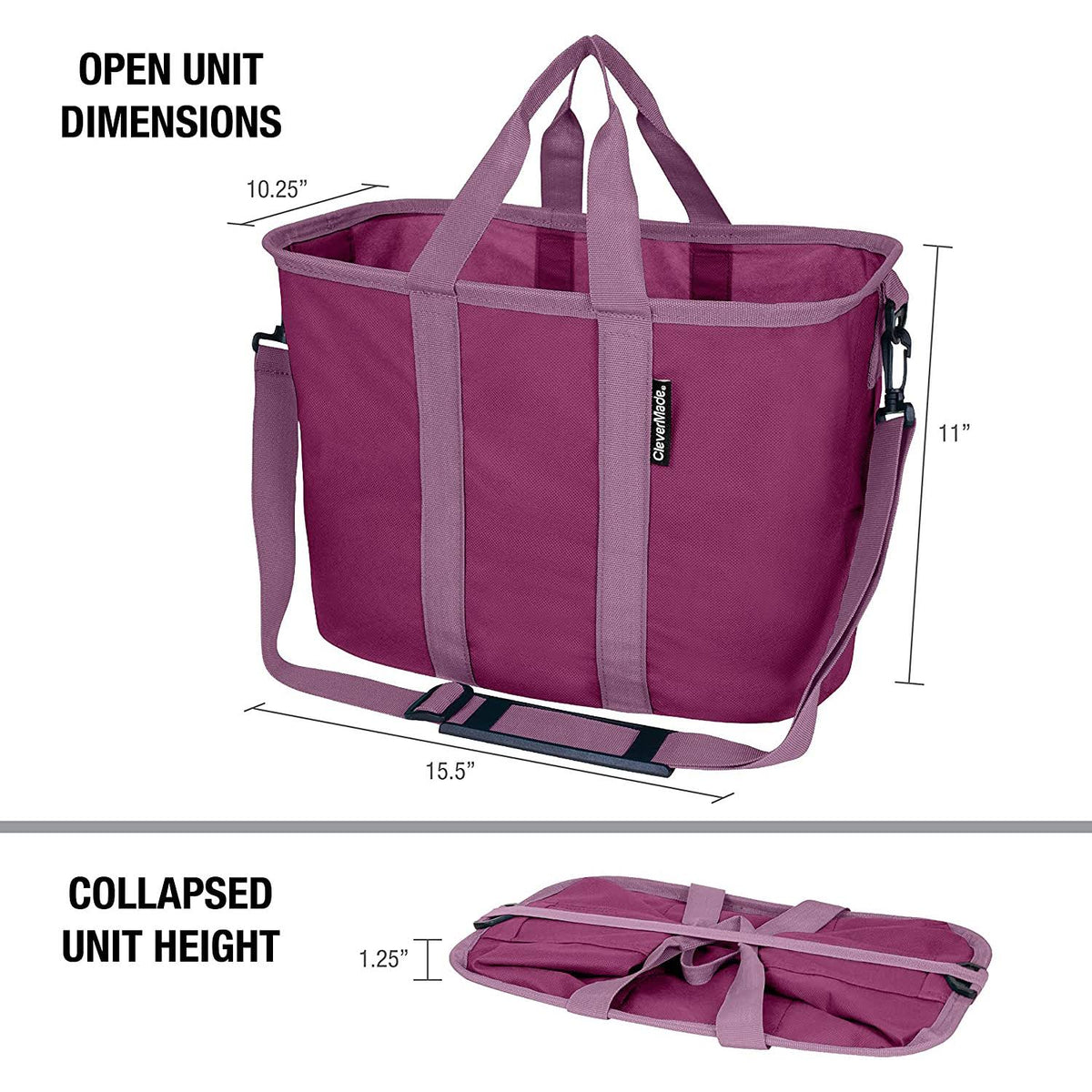 Plum 20L Grocery Tote Bags with Shoulder Strap (3 Pack) B293638