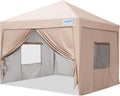 Beige 8x8 Pop up Canopy Tent with Sidewalls R9159
