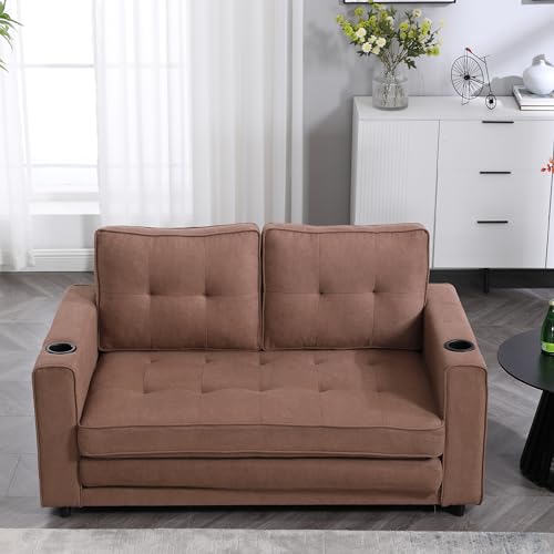 Dark Gray 3-in-1 Convertible Sleeper Sofa Bed with 2 Side Pocket Y99998