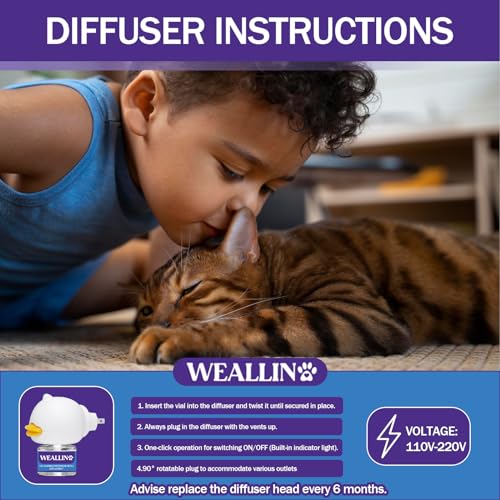Cat Calming Diffuser Kit with 1 Diffuser + 2 Refill 48ml Vial J945691