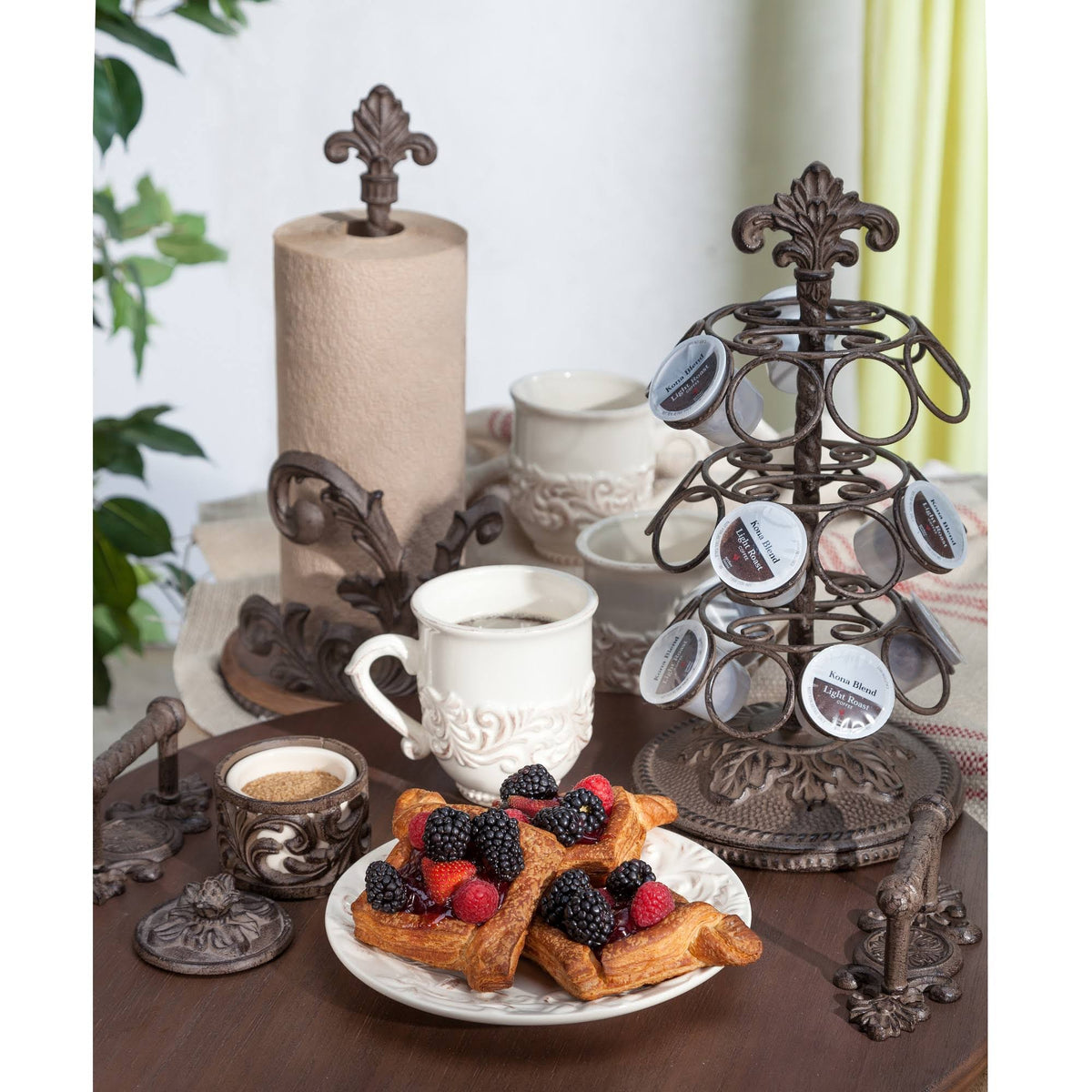 Wood Lazy Susan with Metal Handles N1034