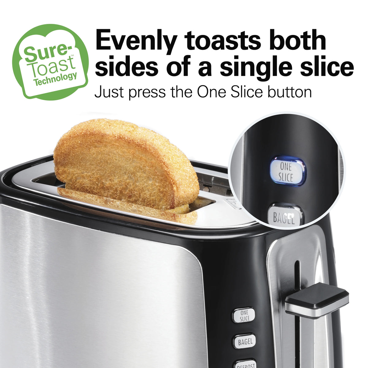 2 Slice Toaster with Toast Boost, Black with Stainless Steel Accents C734968