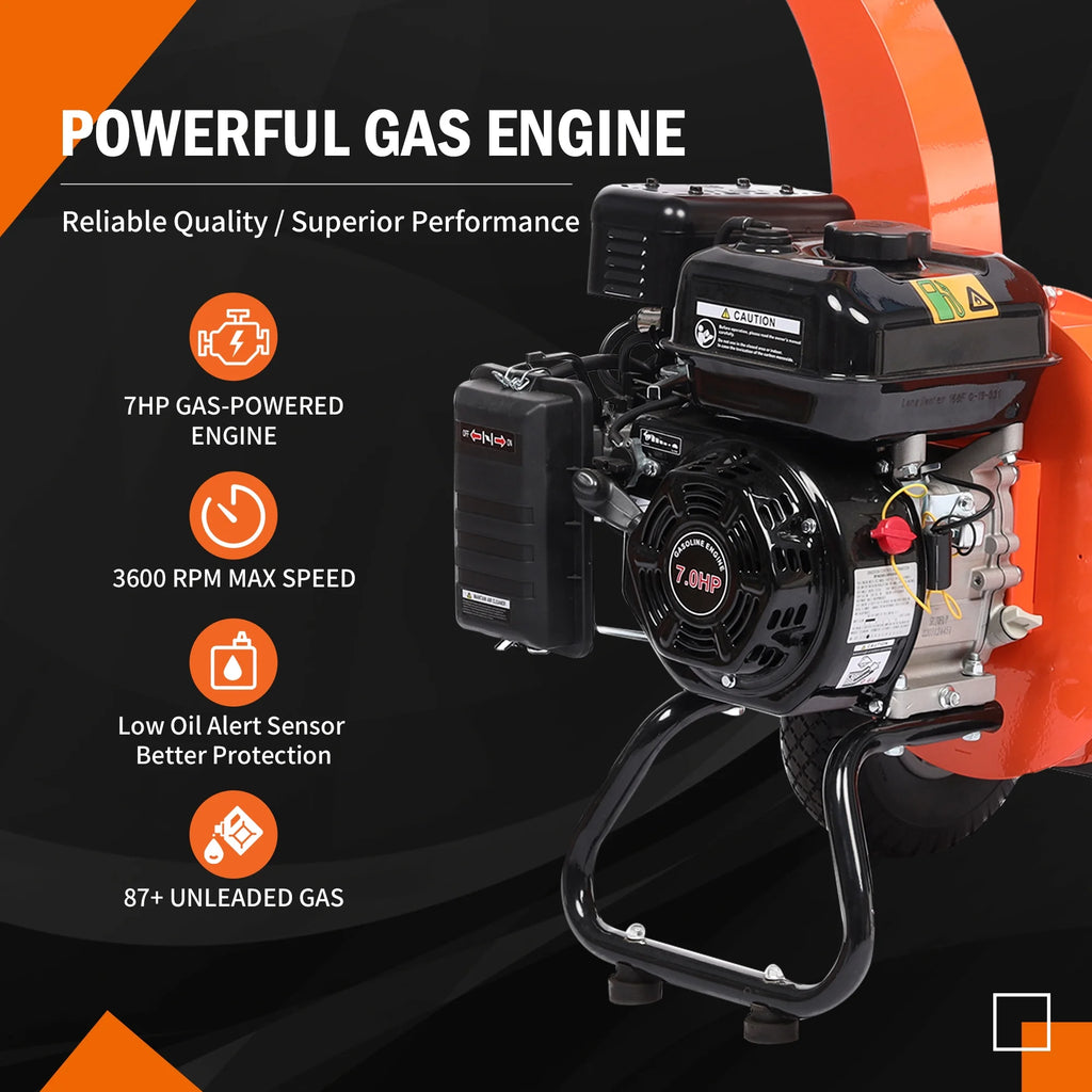 7 HP 212cc Gas Powered Wood Chipper Shredder F85215