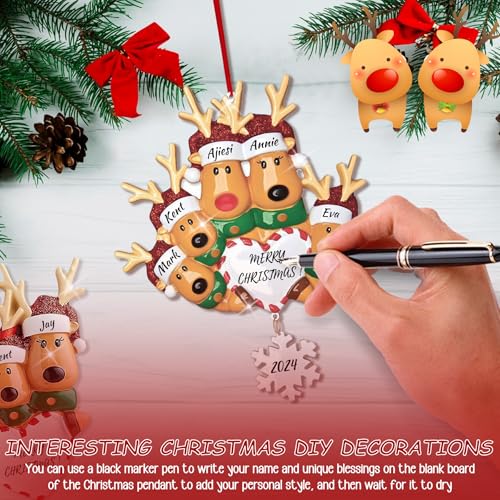 Reindeer Christmas Ornaments 3D Resin Family of 4 G523202