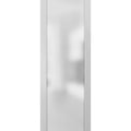 White Silk Sliding Barn Door with Frosted Glass and Stainless Steel Hardware K331