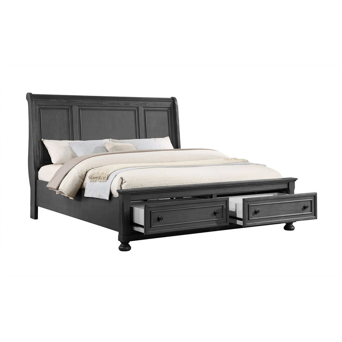 5PC King Bedroom Set with Wood & Rustic Gray Finish A14913