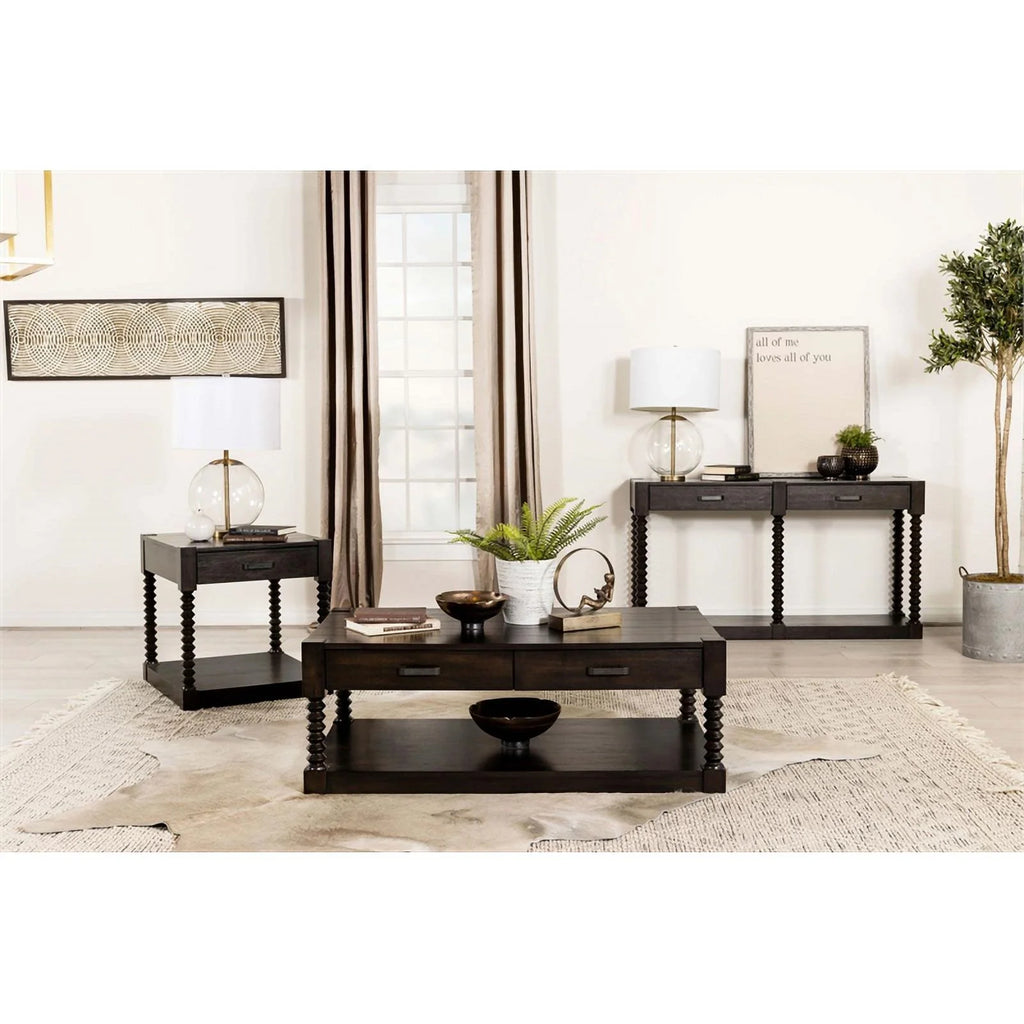 Brown 2-Drawer Wood Coffee Table Q901605