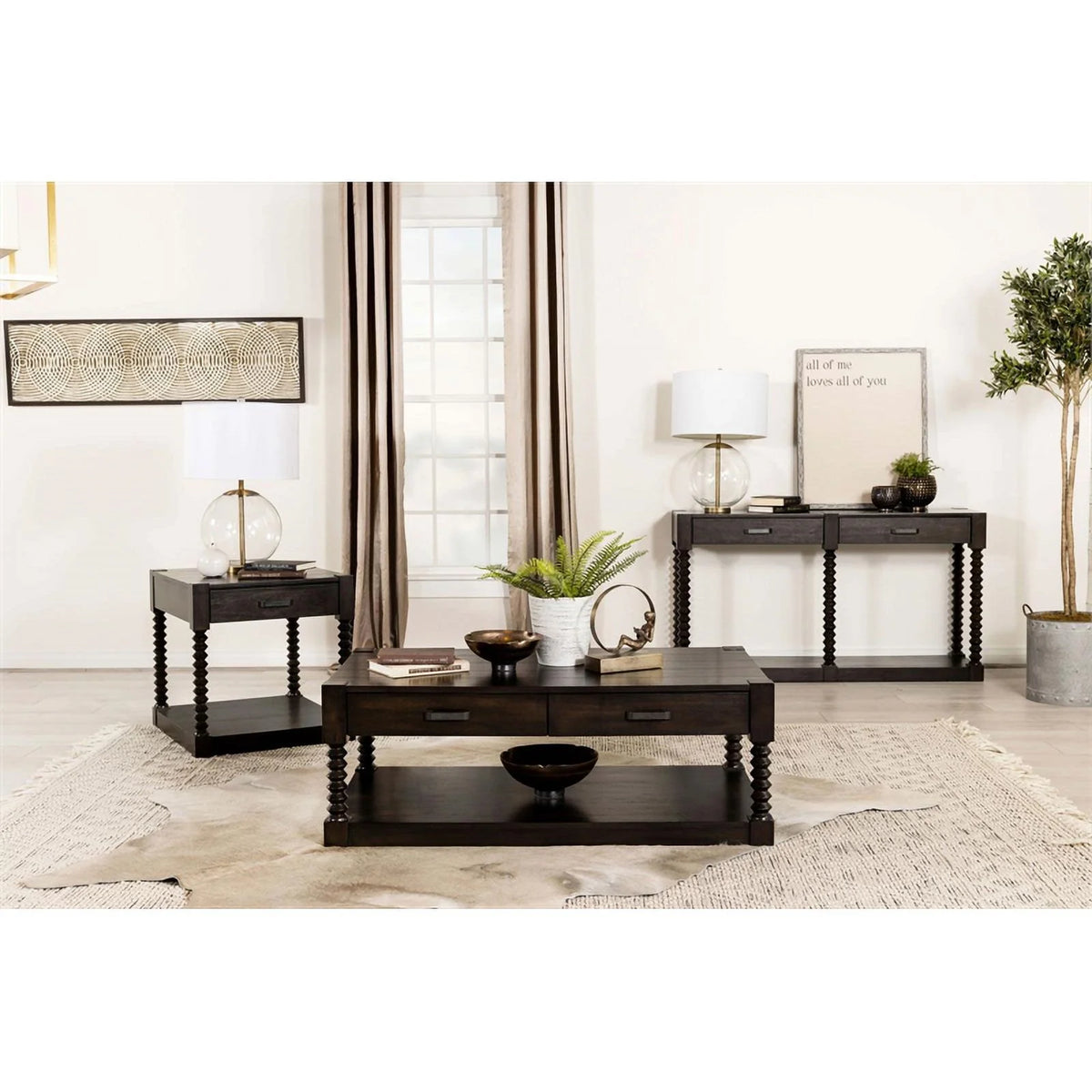 Brown 2-Drawer Wood Coffee Table Q901605