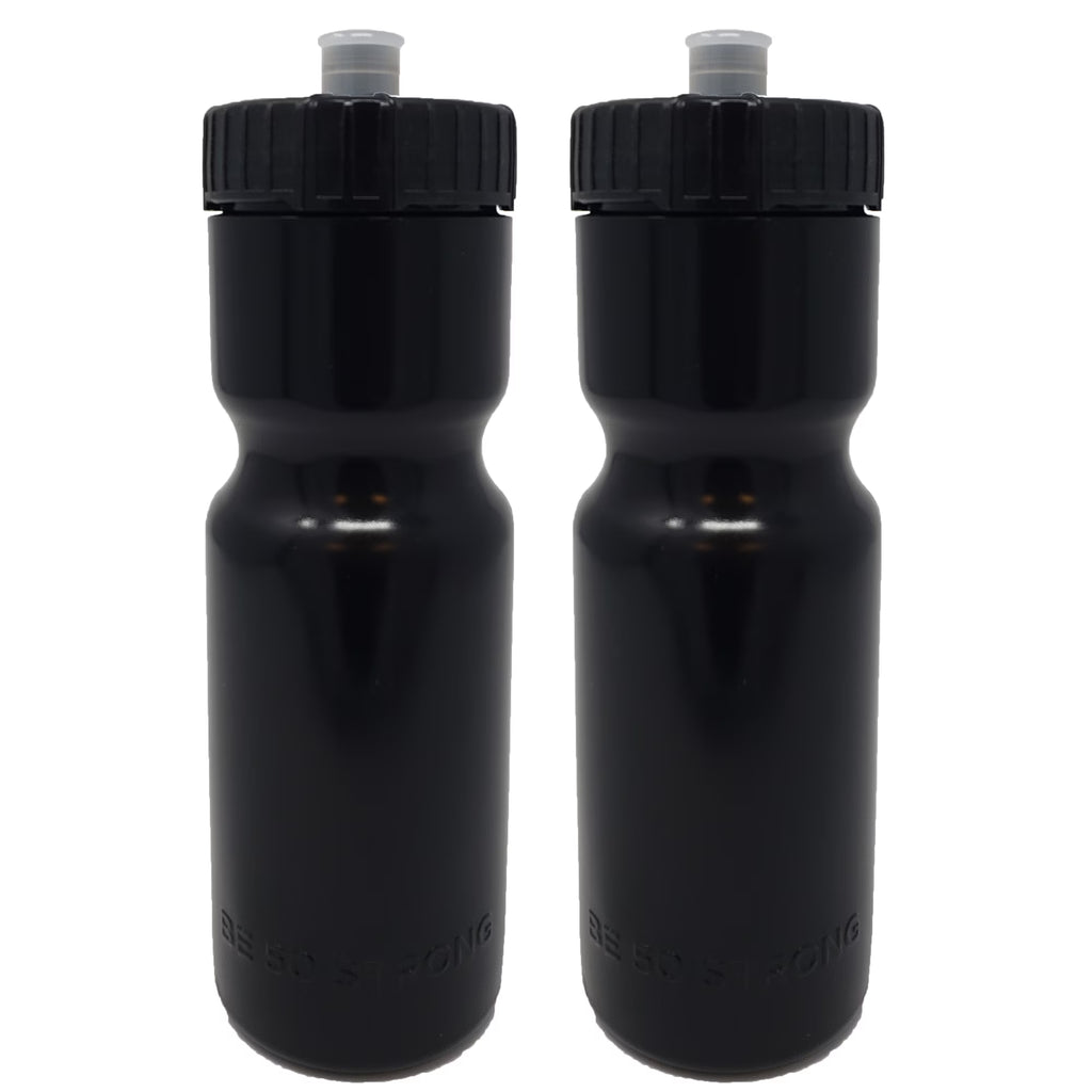 50 Strong Sports Squeeze Water Bottle 2 Pack - 22 oz. BPA Free Easy Open Push/Pull Cap - Fits in Most Bike Cages R6562