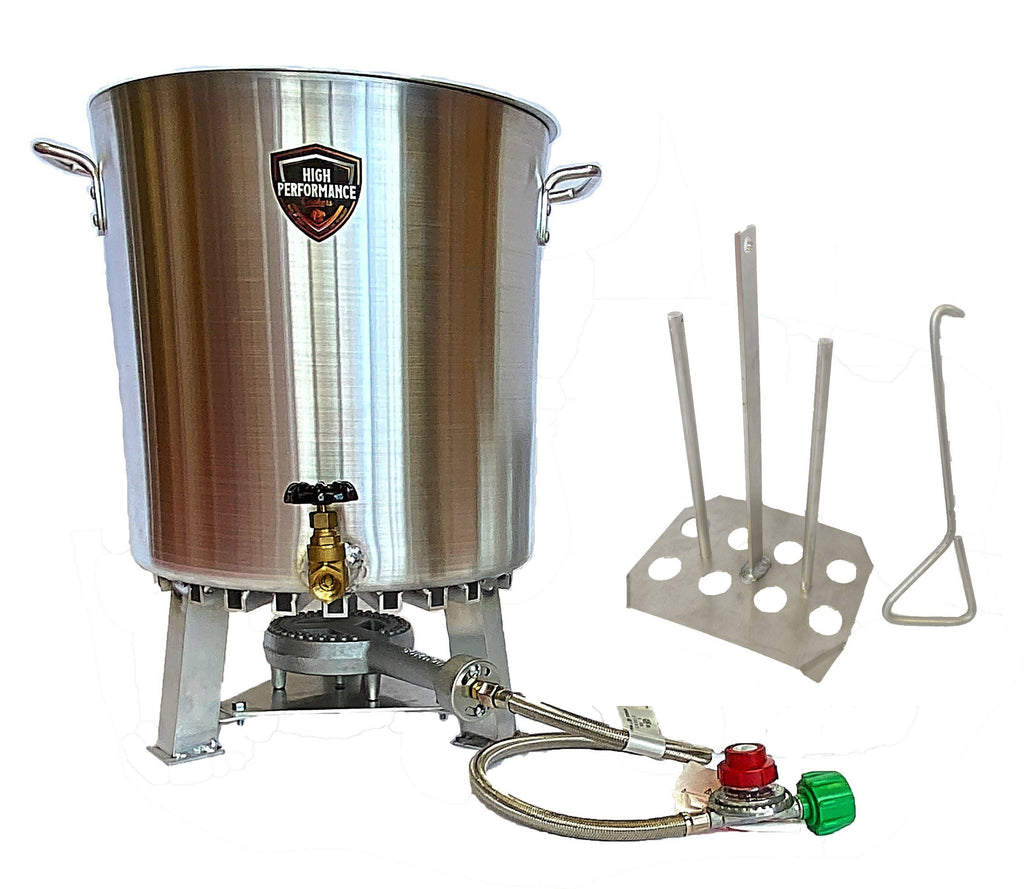 60 Quart Turkey Fryer Pot with Drain Valve, Lid, and Turkey Rack Y19298