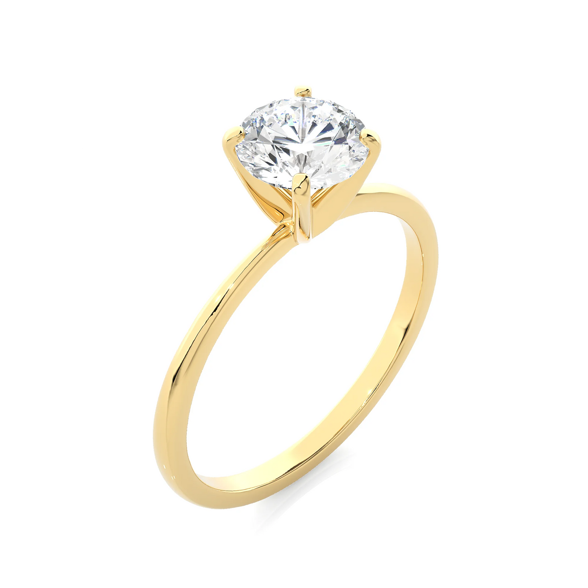 1 1/2 Carat Lab Grown Diamond Solitaire Engagement Ring in 14k Yellow Gold I5126