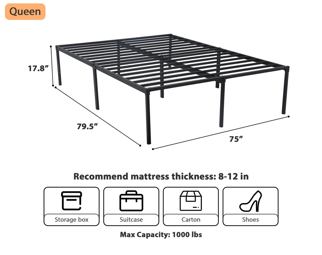 King Size 18 Inch Metal Platform Bed Frame Y43461