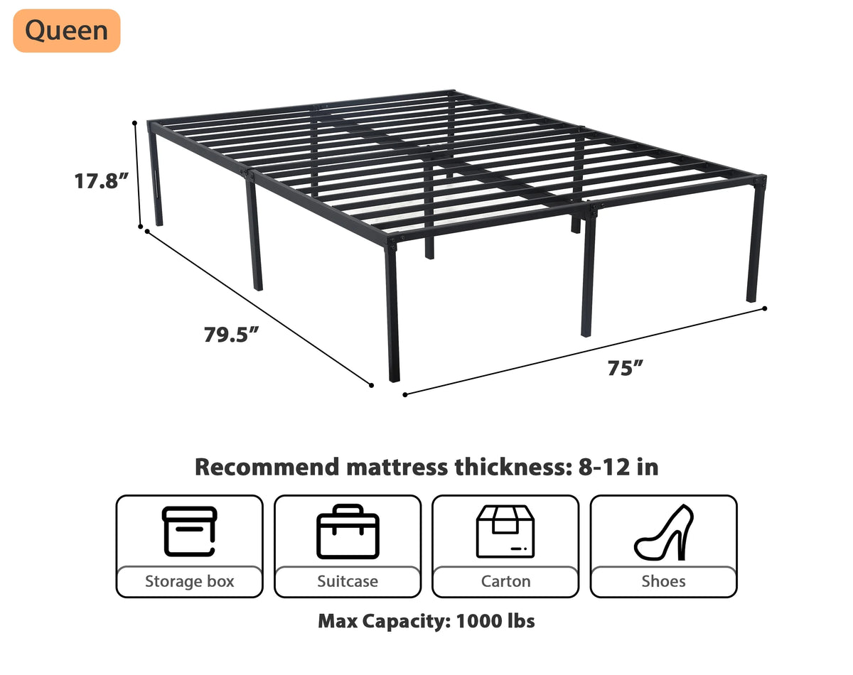 King Size 18 Inch Metal Platform Bed Frame Y43461