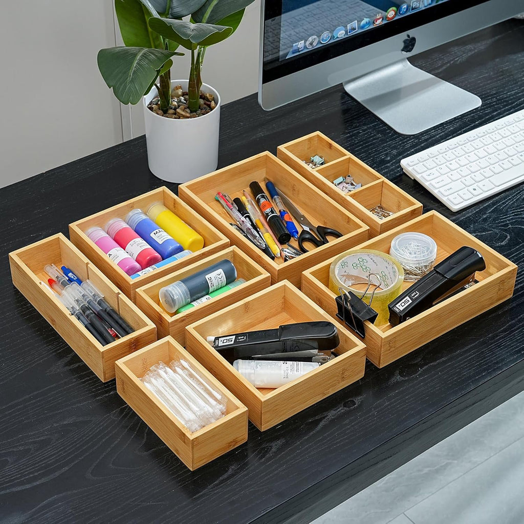 Set of 9 Bamboo Wood Drawer Organizer D175
