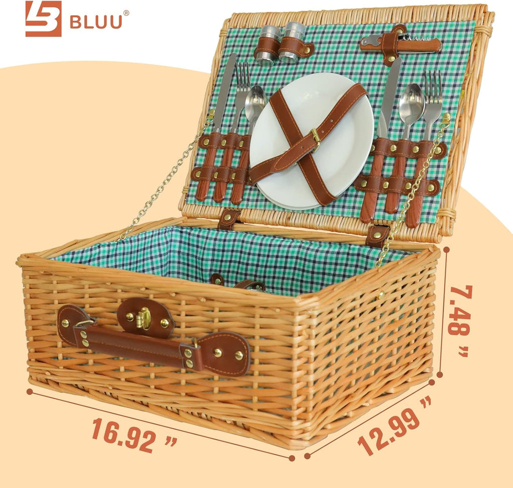 Small Wicker Picnic Basket for 2 Persons with Cutlery K654523
