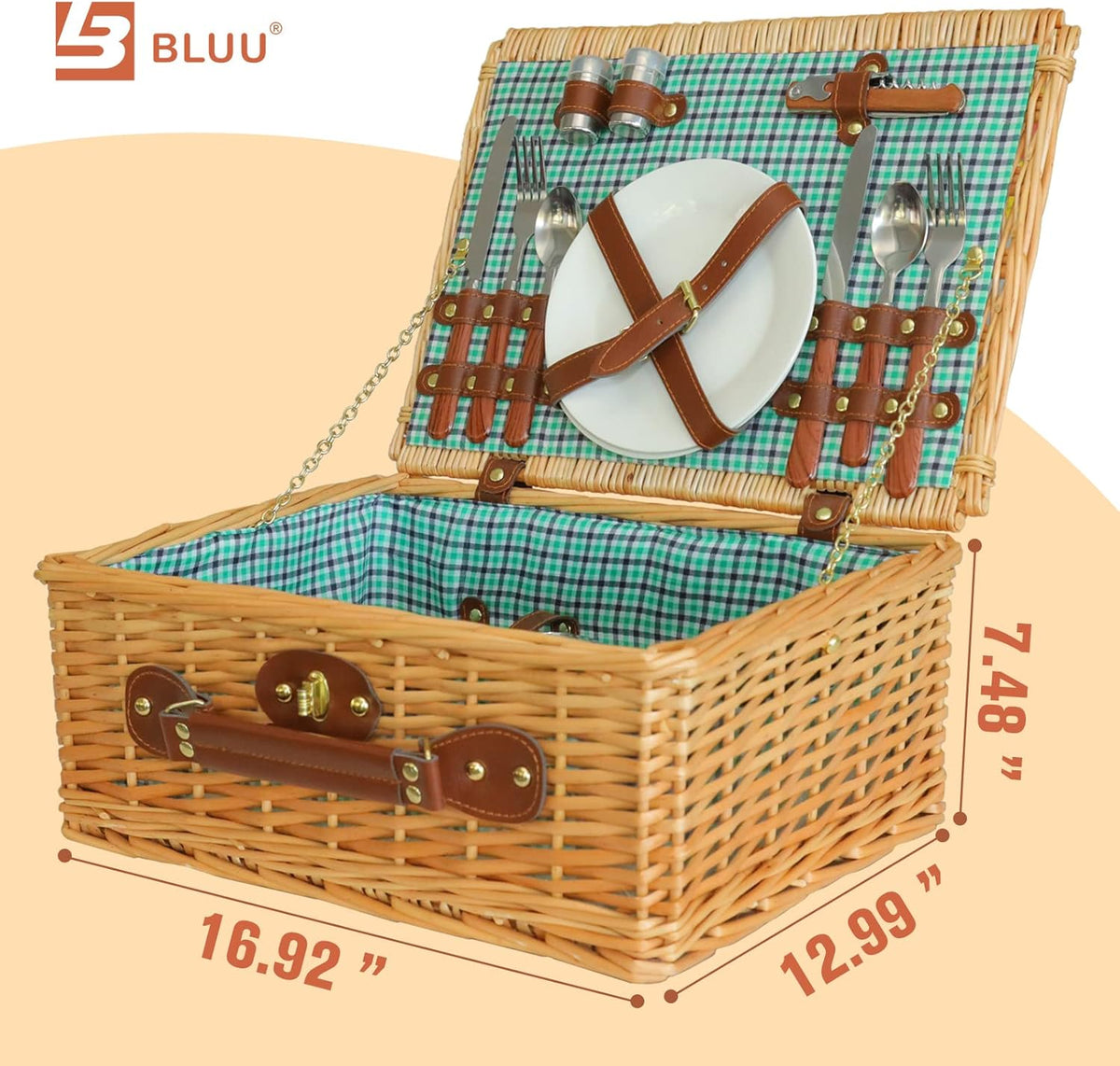 Small Wicker Picnic Basket for 2 Persons with Cutlery K654523