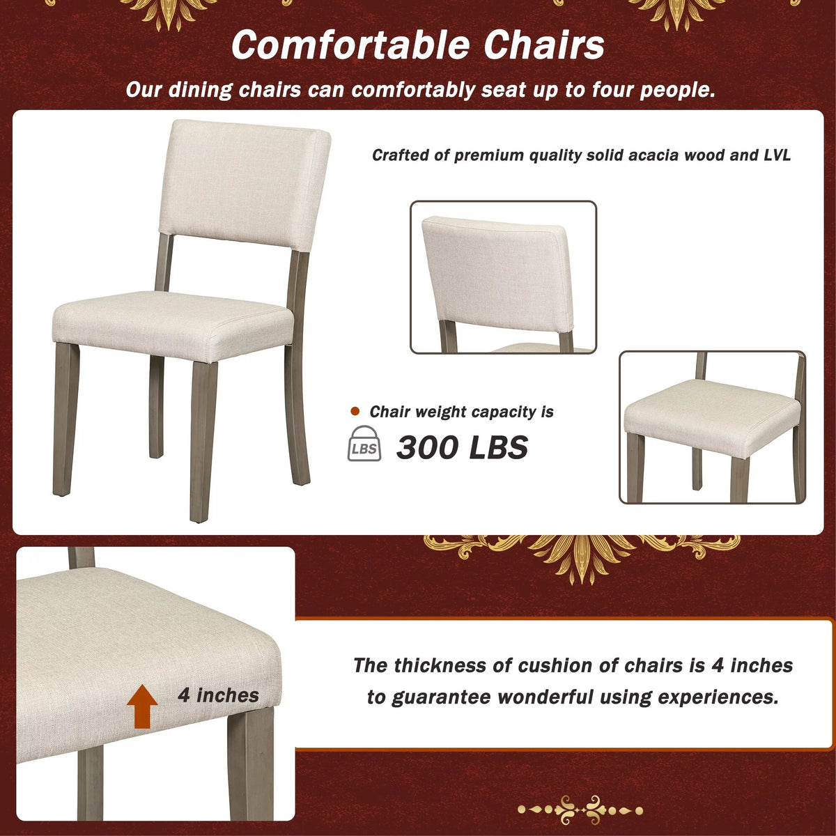 5-Piece Round Dining Table Set with Chairs N31275