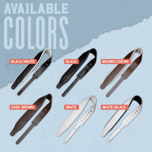 Black 3" Wide Leather Guitar Strap with Foam Padding F35915