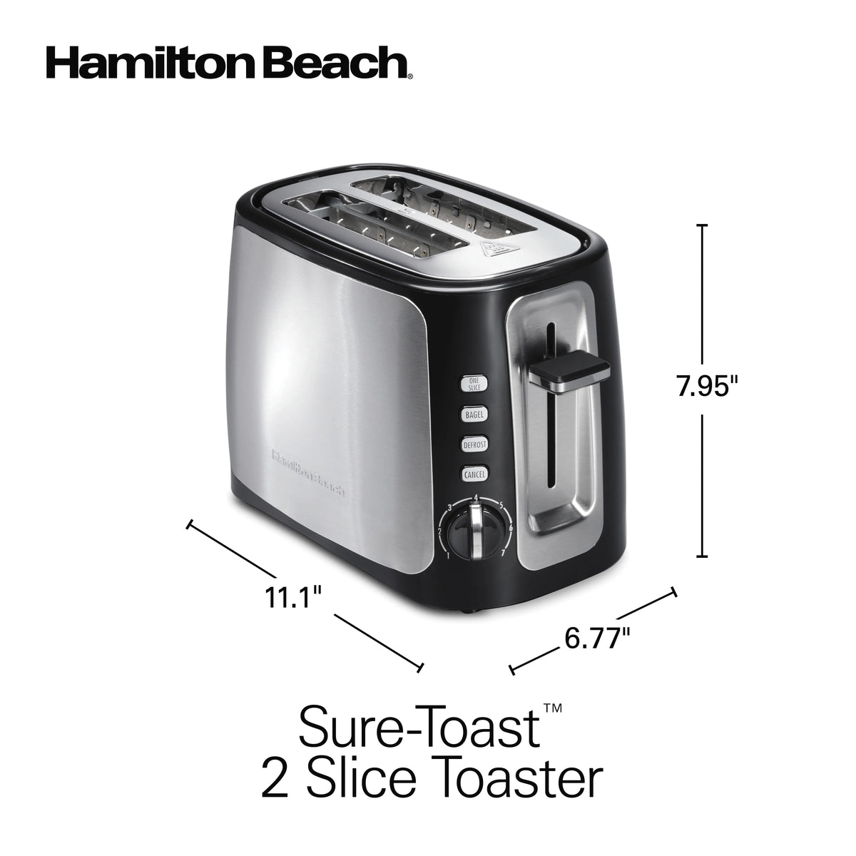 2 Slice Toaster with Toast Boost, Black with Stainless Steel Accents C734968