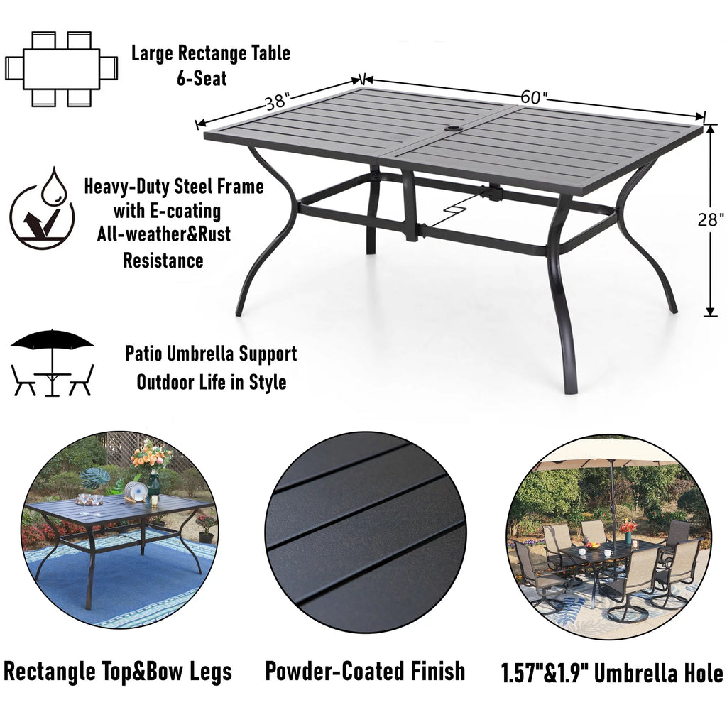 7-Piece Outdoor Dining Set with Swivel Cushioned Chairs & Rectangle Table C46720
