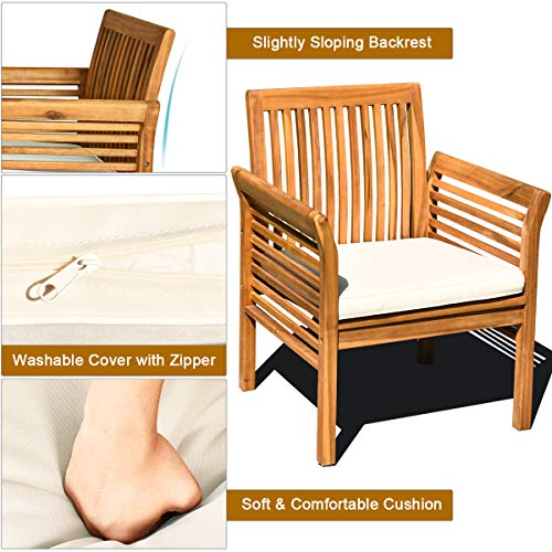 4 Piece Acacia Wood Outdoor Sofa Set with Cushions P72180