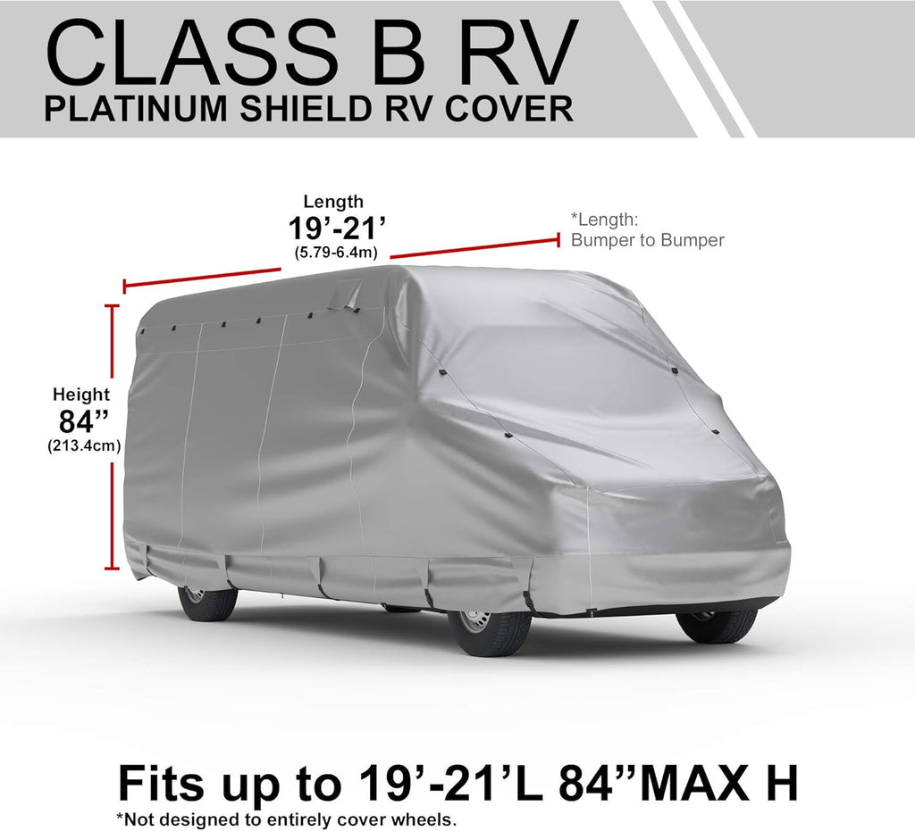 Weatherproof RV Cover for Conversion Van RV 16' - 18' Long with Fleece Lining, Cable Lock, Storage Bag & Wind Straps B961