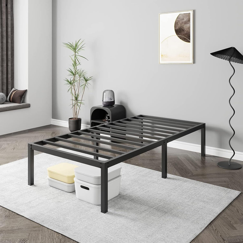 Twin Bed Frame Heavy Duty Tall Metal Platform Bed with Storage Y24818