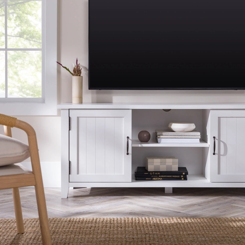 White Grooved-Door TV Stand M183014