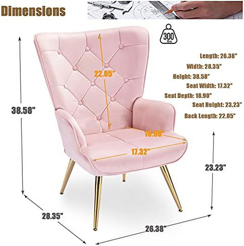 Pink Velvet Accent Chair with Pillow I380148