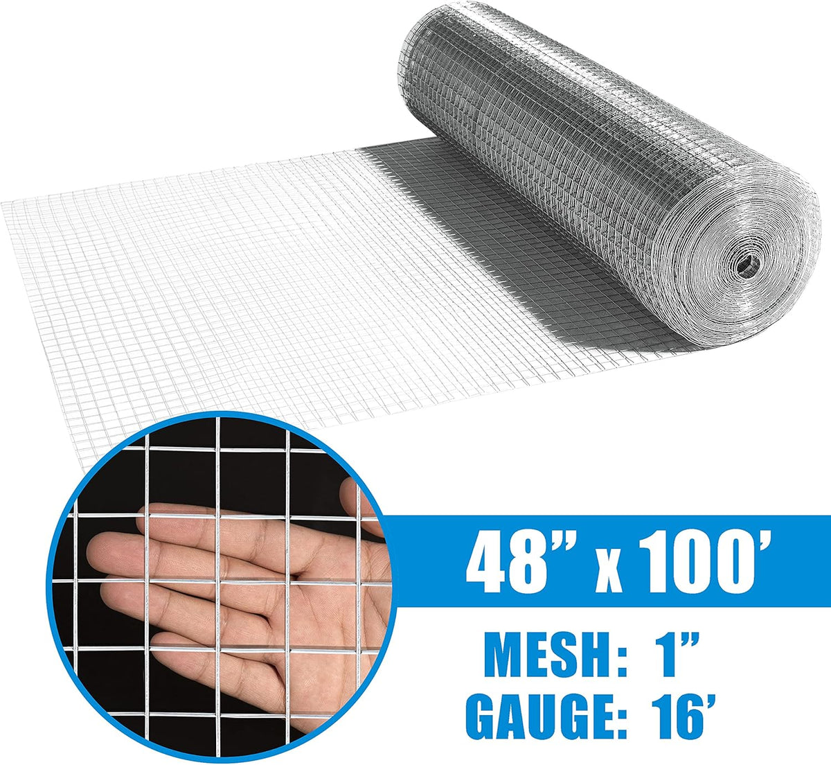 16 Gauge Hot-Dipped Galvanized Welded Wire Fence 1 inch x 1 inch mesh size 4 ft. x 100 ft. Q120