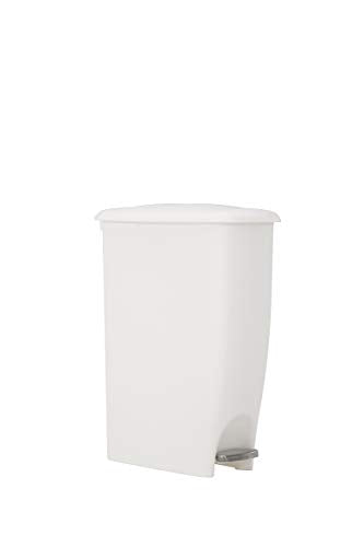 White 11.3 Gallon Plastic Step On Trash Can H438481