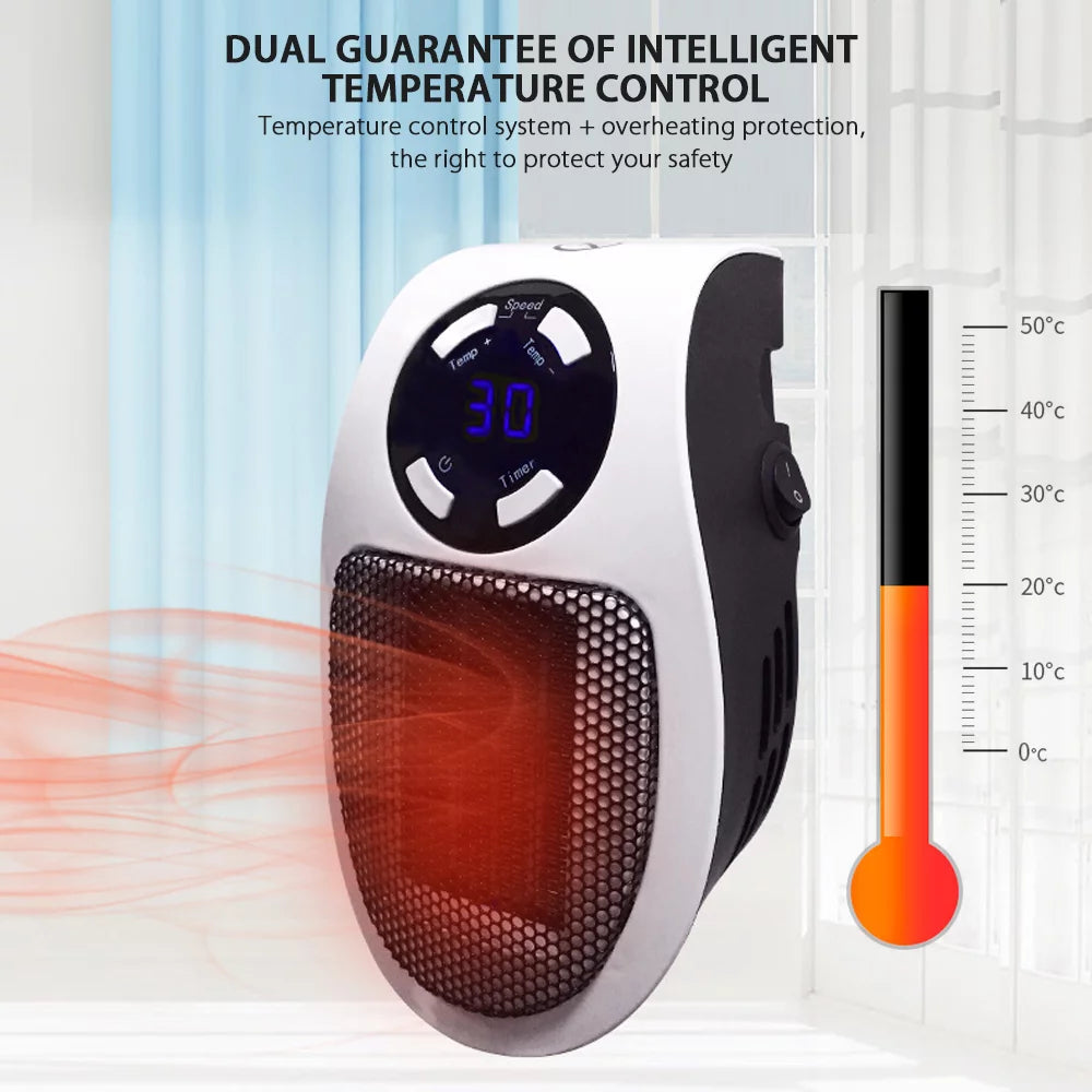 500W Plug-in Space Heater with Adjustable Thermostat and Timer W448130