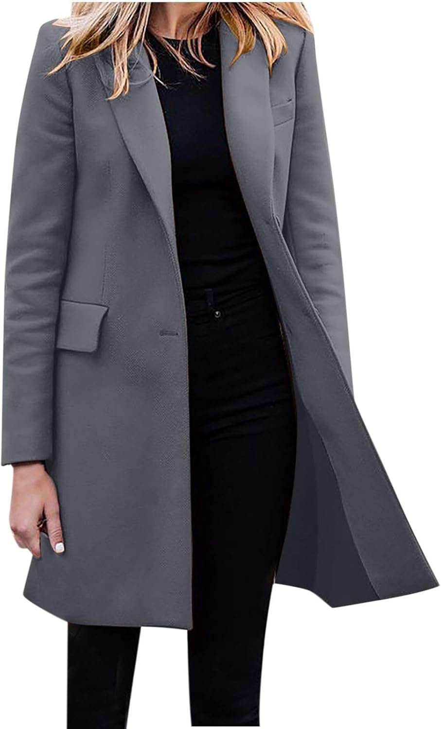 Faux Wool Long Trench Coat with Belt I218