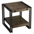 Solid Wood End Table with Black Metal Frame J8083