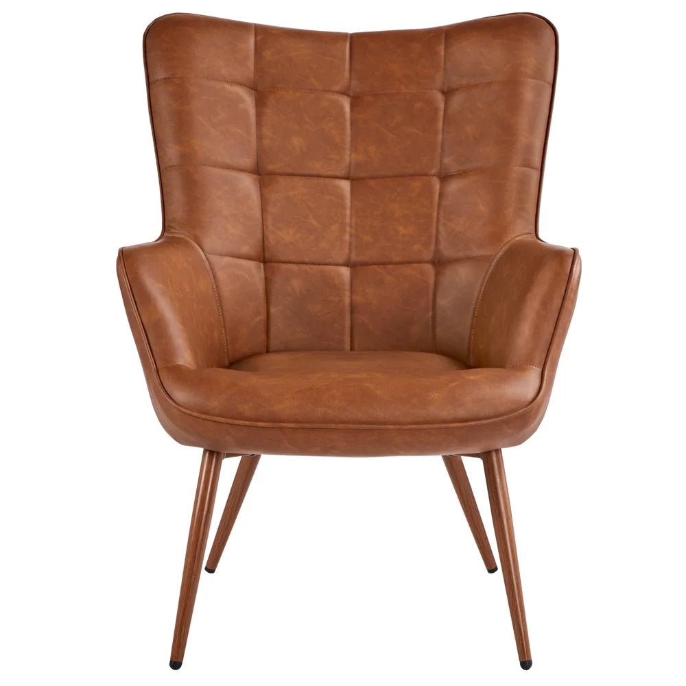 Brown Faux Leather Accent Chair H250