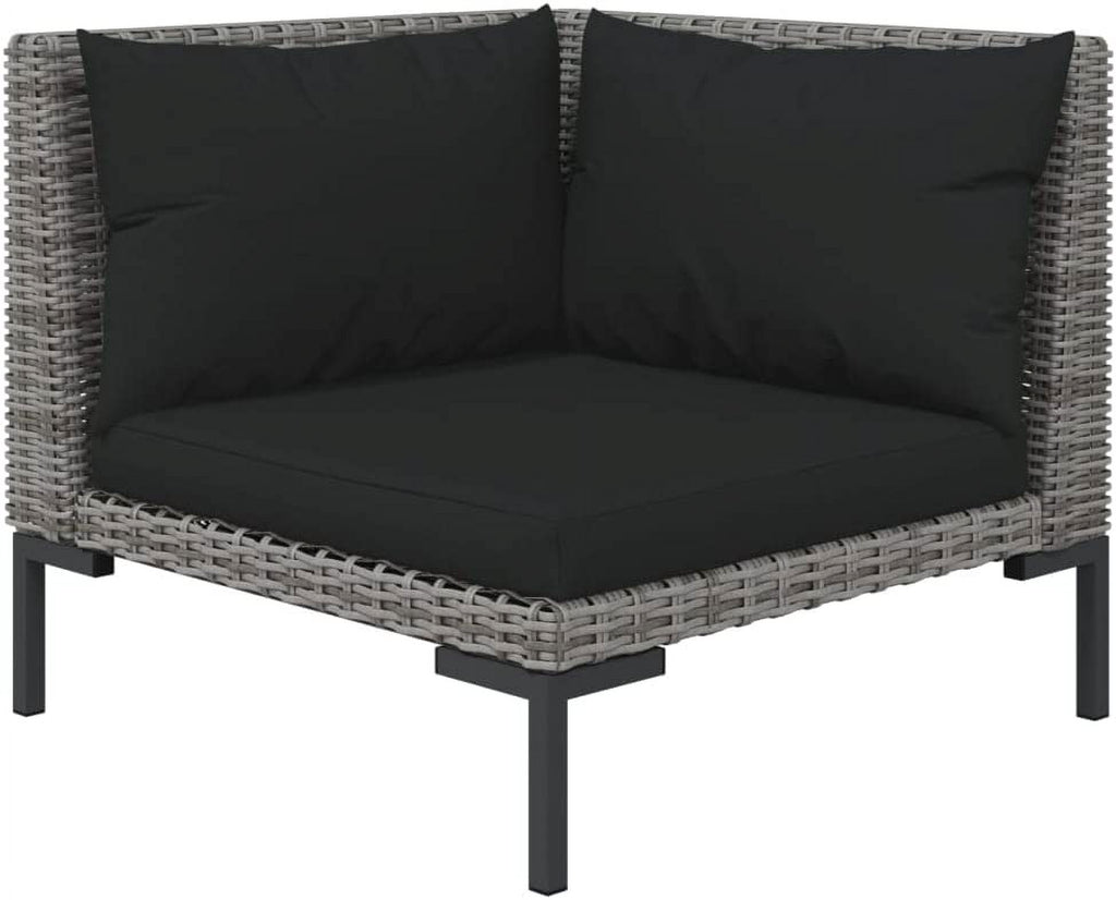 14 Piece Patio Lounge Set with Cushions Poly Rattan Dark Gray P1562
