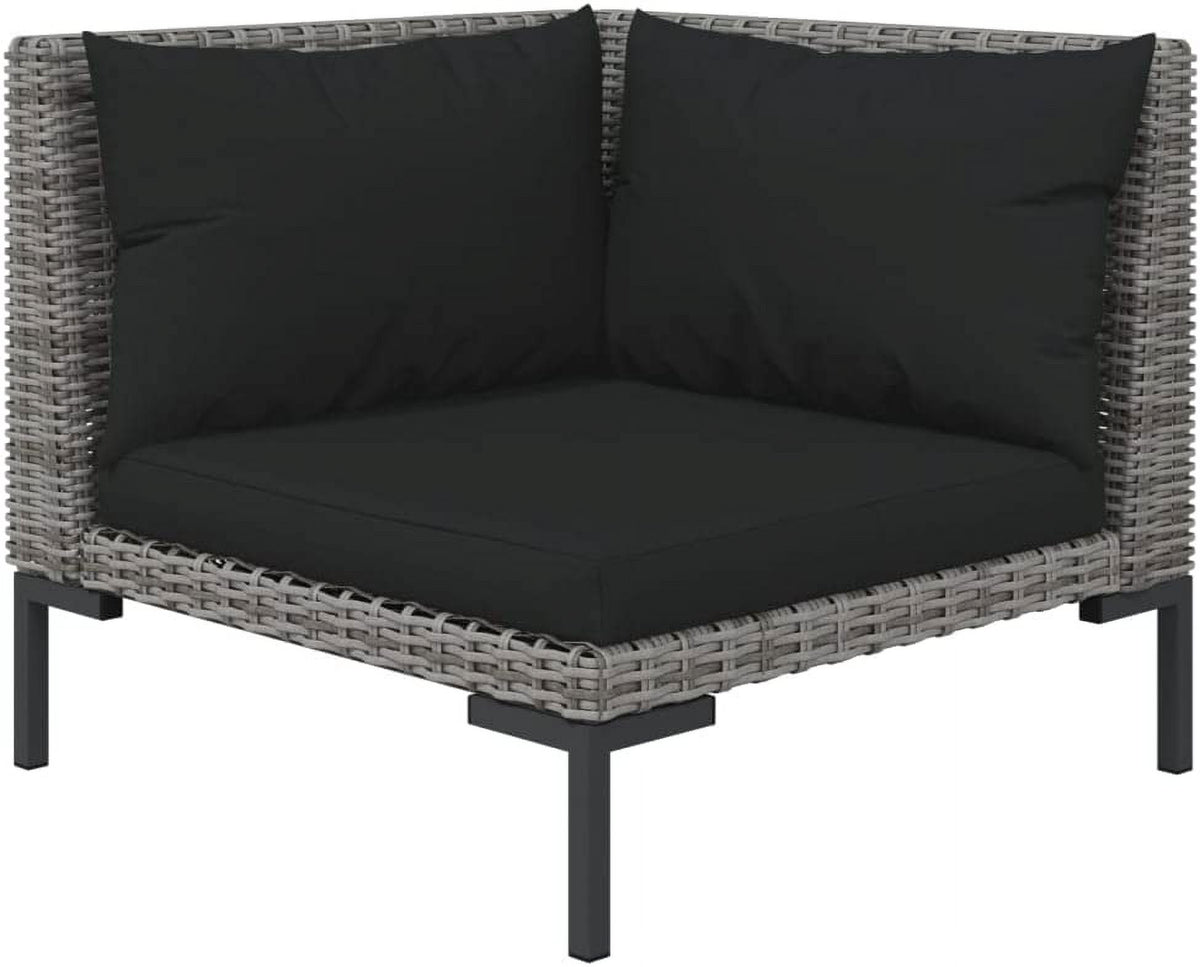 14 Piece Patio Lounge Set with Cushions Poly Rattan Dark Gray P1562