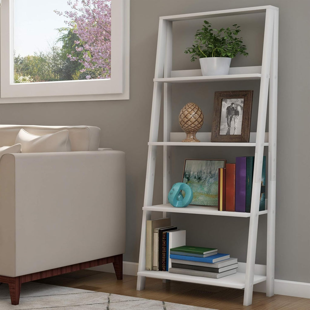 Gray Wooden Ladder Bookshelf R668697
