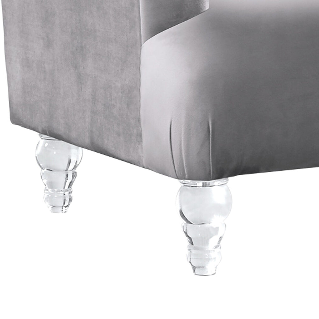 Gray Button Tufted Fabric Sofa with Acrylic Feet Y8194