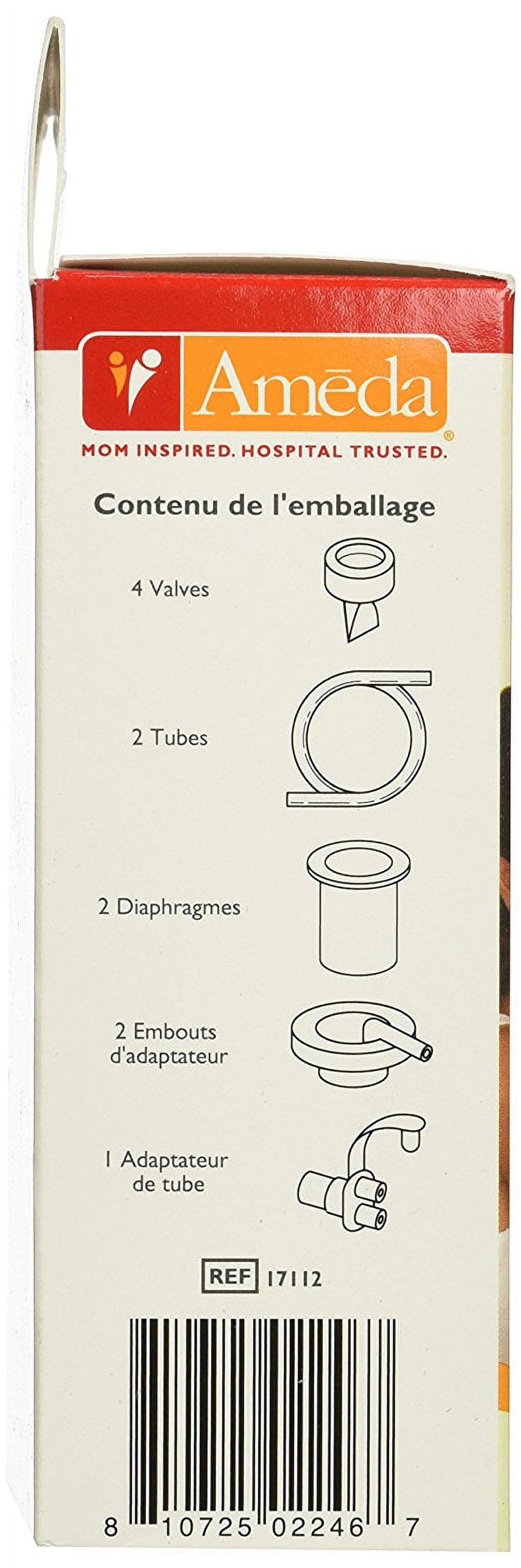 Spare Parts Kit for Breast Pump Includes: (4) Valves, (2) Silicone Tubing, (2) Silicone Diaphragms, (2) Adapter Caps, (1) Tubing Adapter Z61306