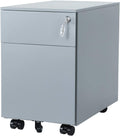 Silver Steel File Cabinet 2 Drawers with Lock N21325