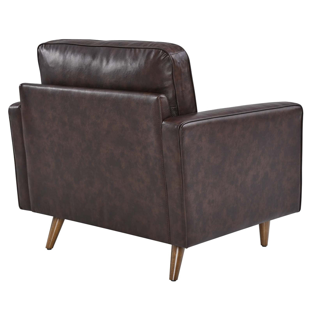 Brown Leather and Dense Foam Armchair W2710
