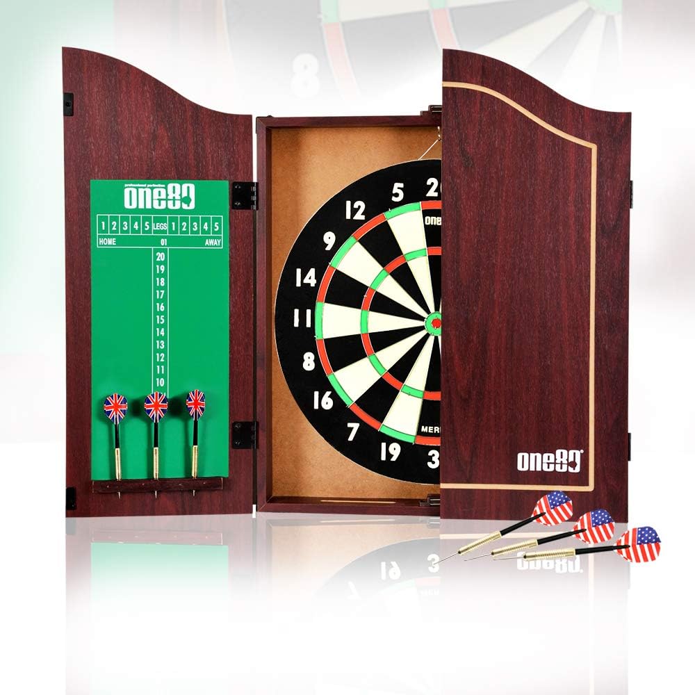 All-in-One Dartgame Center with Sisal Dartboard and Cabinet V4858