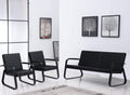 Black Leather Guest Reception Chairs with Steel Frame O939